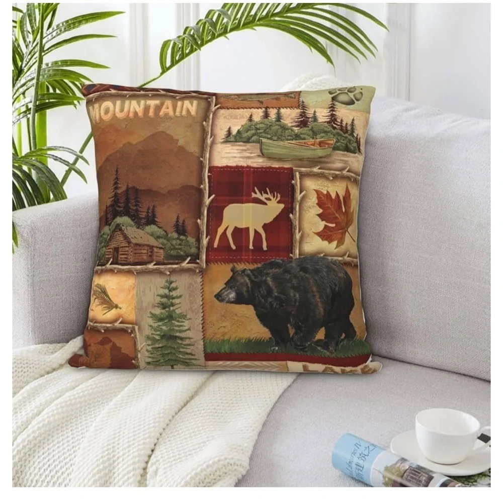 Rustic Wildlife Throw Pillow covers
